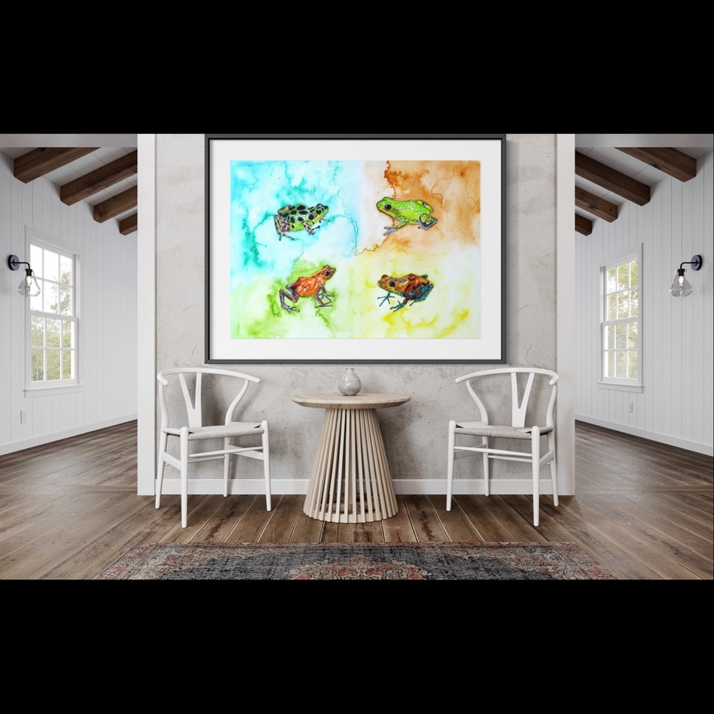 Poison Dart Frogs Art Print Watercolor Painting Tropical Home Decor Colorful - Picture 9 of 9